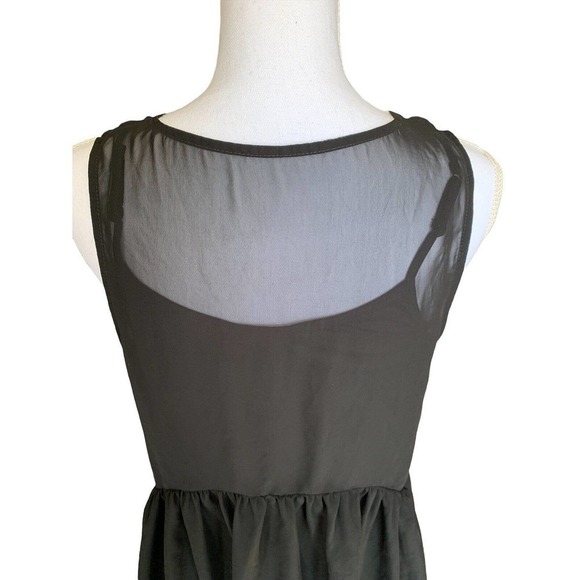 Express Dress Womens Sz Medium Black Top Layer Sheer Full Cami Lace Sleeveless - Picture 4 of 10
